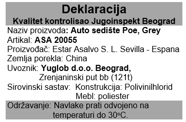 Asalvo auto sedište Poe Grey 20055 deklaracija